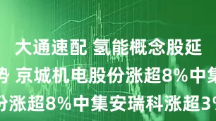 大通速配 氢能概念股延续近期涨势 京城机电股份涨超8%中集安瑞科涨超3%
